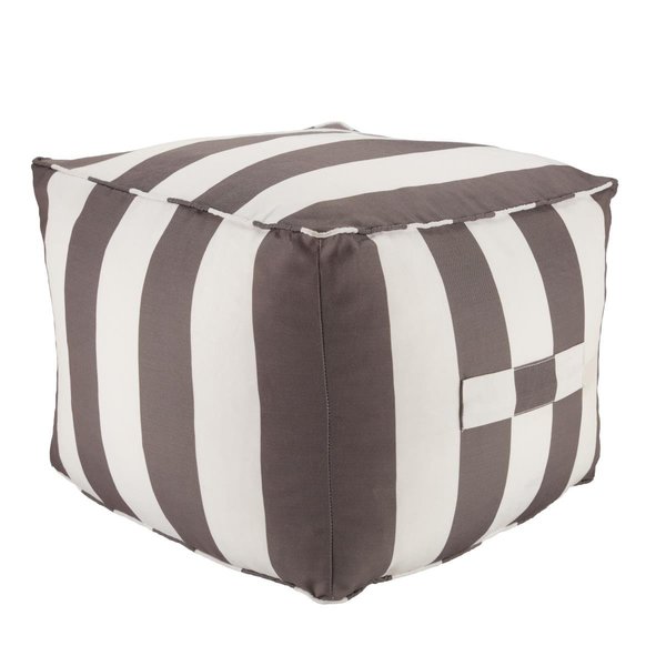 Jaipur Living Chatham Indoor & Outdoor Striped Gray & White Cuboid Pouf POF100490